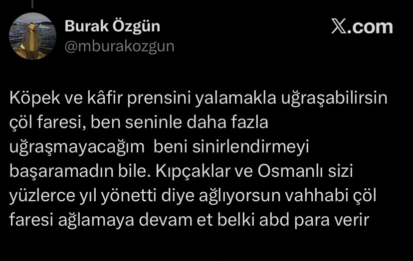520shd's tweet photo. @mburakozgun 

Konu degistirme; gel senin kökenini tartisalim.
Eger tarih konusacaksak, sunu da konusalim:
Emeviler Türk topraklarini fethetti ve Türkler Müslüman oldu. Ardindan Abbasiler geldi;
Türkleri yönetti ve Cinlilerin ilerleyisine karsi
Türklere yardim etti. https://t.co/LX8aiBEgwY