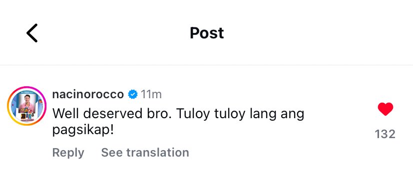 willashdarling's tweet image. sir rocco’s comment on will’s ig post 🥹🫶🏻
