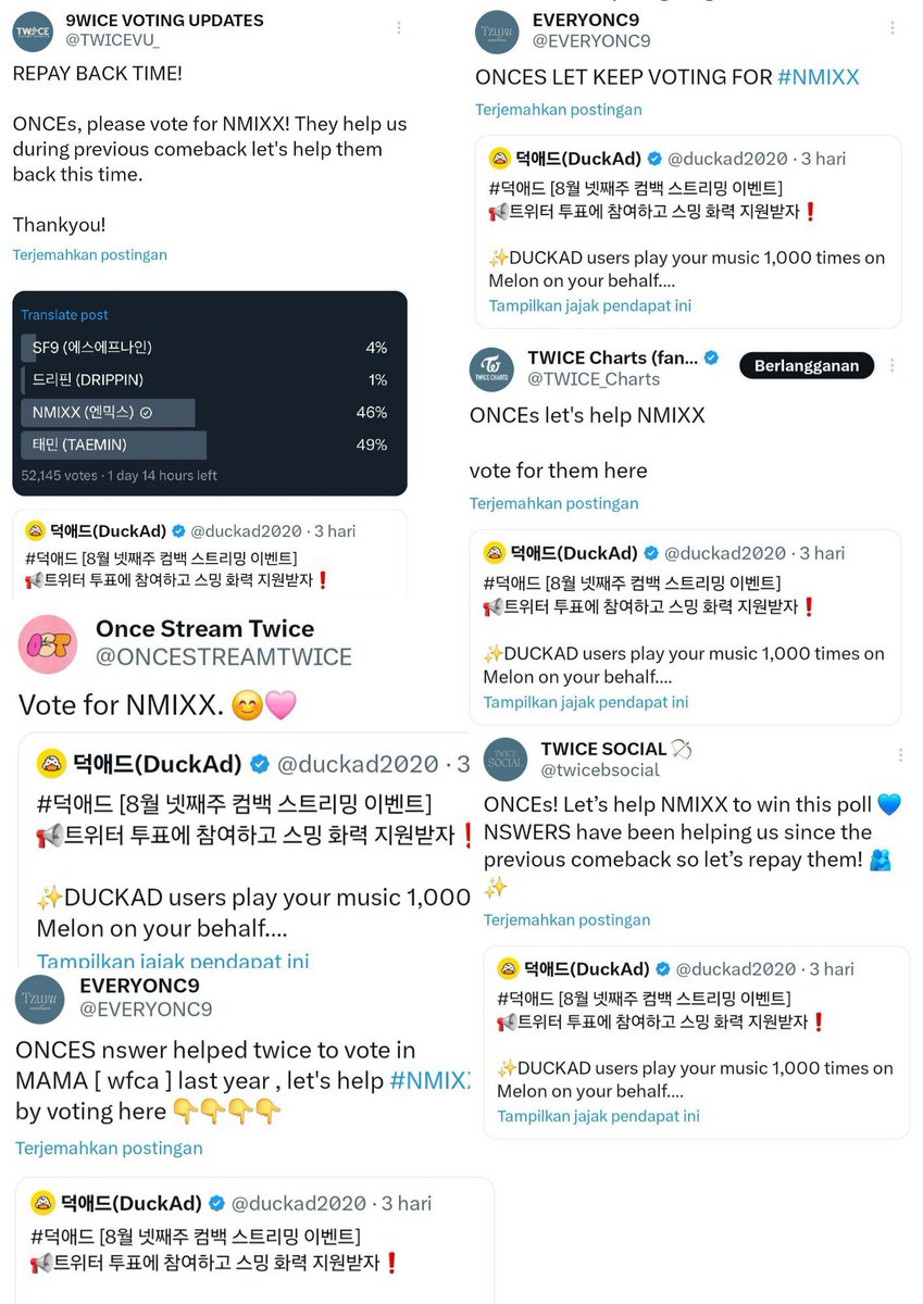 ughhsoprettyy's tweet photo. TWICE and ONCEs have a long track record of helping your favs. TWICE themselves literally influenced your favs careers. Now name 1 JYPE group or fandom that’s ever supported TWICE back. I’ll wait. It’s been one sided from day 1 https://t.co/5CmhczMfgh