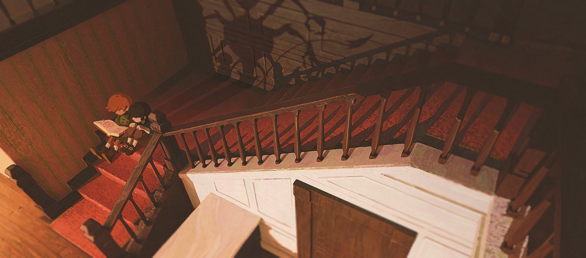 georgeparkart's tweet image. A girl and a boy(?) living in a haunted hotel