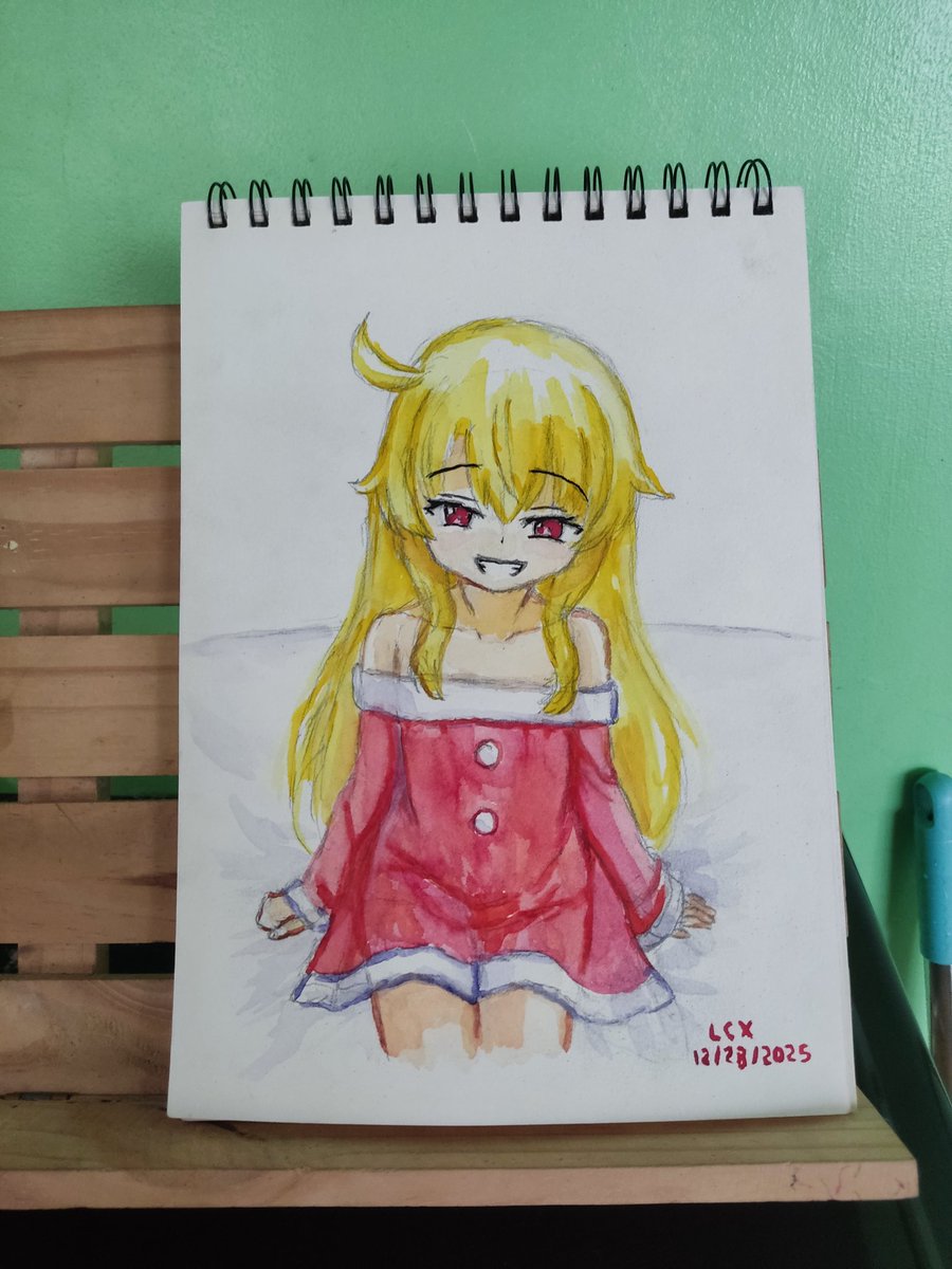 violent_cloud's tweet image. Better lighting. Santa Nobeta in watercolors #littlewitchnobeta