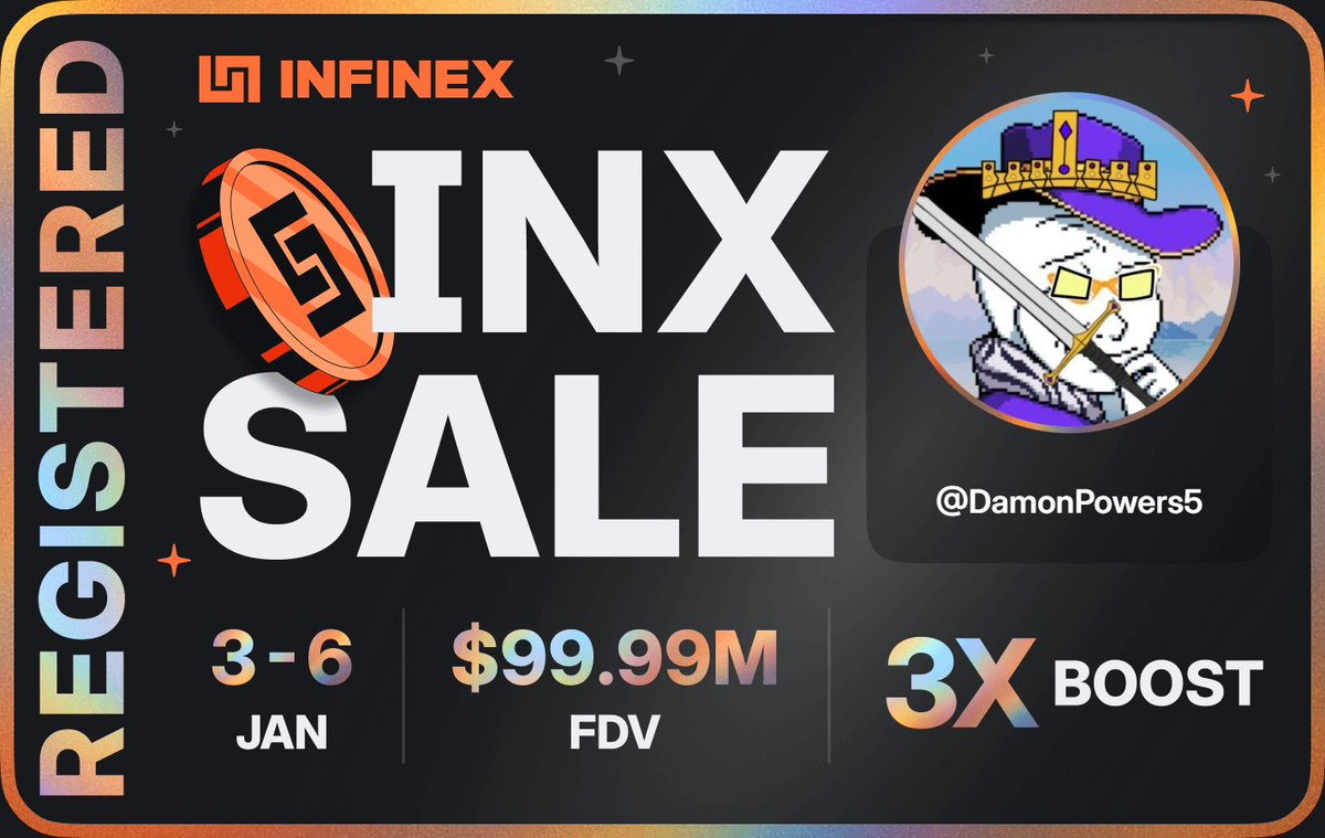 I'm registered for the <a href="/infinex/">Infinex</a> sale - $99.99M FDV, 3-6 Jan 2026