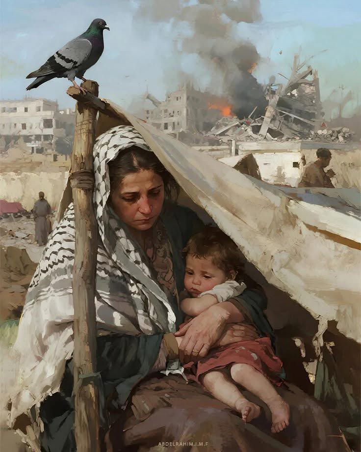 مملوؤون بالبكاء
يا أُمّنا التي خلّعوا أشجارها وأثكلوا التراب
يا ظلّنا الحزين، يا دمع الجدّة على شجرةِ البرتقال عند الباب
تشمُّ ريحها وتالله تفتأُ تذكرها

سنعبر نحنُ الأنهارَ والبحارَ نحو بلادنا كي نصير مواطنين
لنا وطن، وعنوان، ومساء، مثل كل الناس