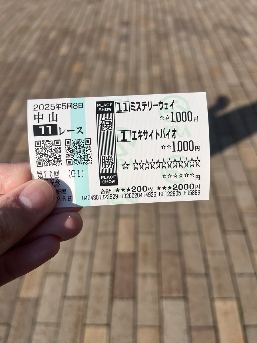 買います、複勝馬券