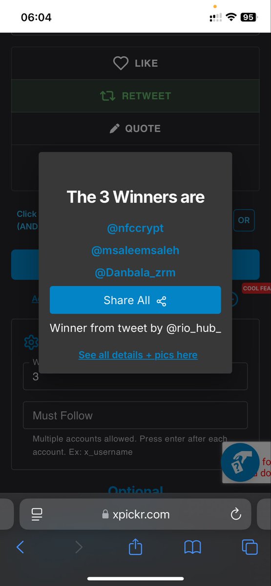 🎗Congratulations to the winners✅
 Winners - built by <a href="/xpickr/">Xpicker2</a> -xpickr.com/draw/176689827… #xpickr
<a href="/nfccrypt/">YOUNG</a> 
<a href="/msaleemsaleh/">Msaleem</a> 
<a href="/Danbala_zrm/">M jeey.</a> 

Kindly open a ticket on discord and claim ur account. 

Stay active for more giveaways guys 😎
