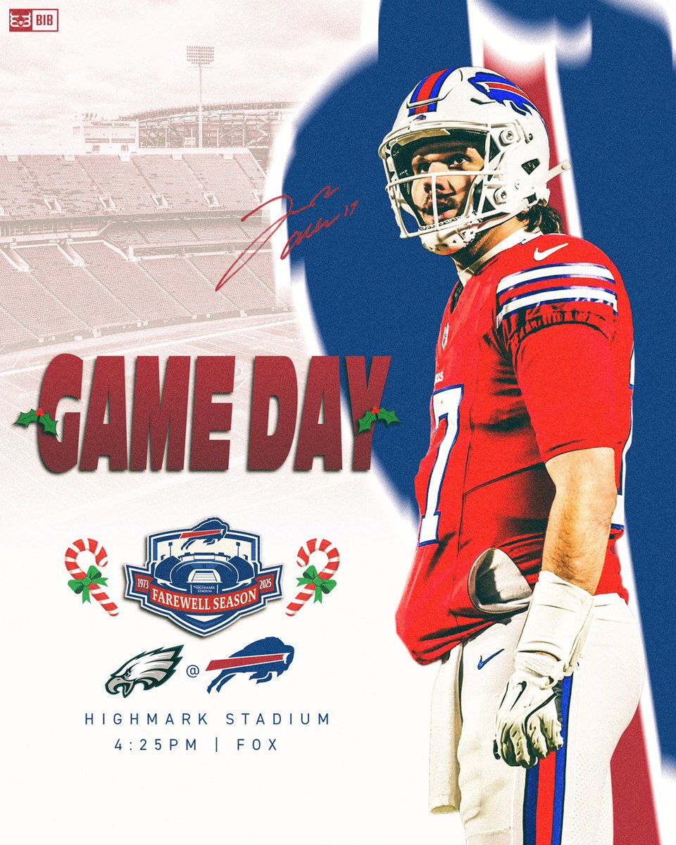 It's Game Day!

#Bills #Eagles

4:25pm - Highmark Stadium

Let's Go Buffalo!

#BuffaloBills #BillsMafia #GoBills