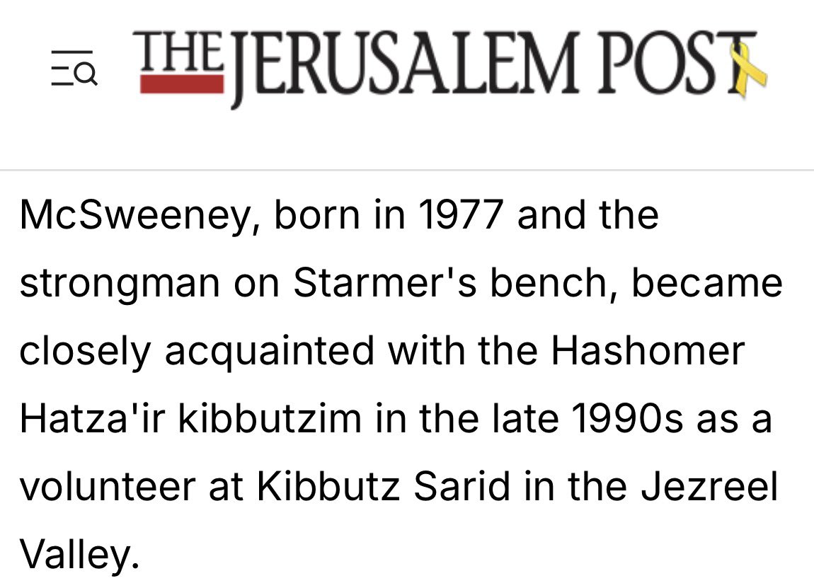 WorldByWolf's tweet image. Keir Starmer’s Chief of Staff Morgan McSweeney just so happened to live in an Israeli kibbutz in the late 1990’s and went on to receive millions in undeclared donations from Jewish donors to start Labour Together with the express goal of ousting Jeremy Corbyn.