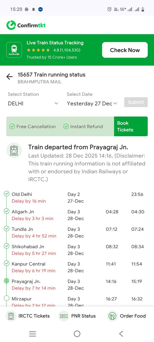aksinghs's tweet photo. Train number 15657 Brahmaputra mail running late by 7+ Hr
What an incredible performance by Indian railway 😡😡😡

@RailMinIndia
@AshwiniVaishnaw 
@RailwaySeva https://t.co/izXFzQSkr0