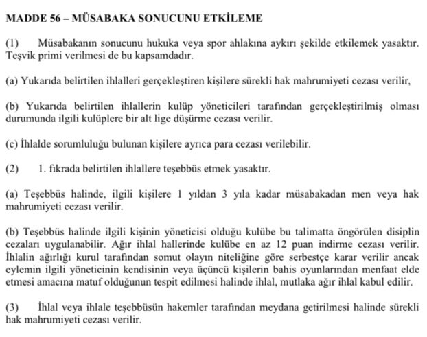TFF 56.Madde B bendi açık, müsabaka sonucunu etkilemeye çalışan ilgili kulübün yöneticisine ceza verilir diyor… 

Galatasaray’ı bir yere bağlamaya çalışanların niyetini. Galatasaray taraftarı çok iyi anlamış oldu bu iki günde. 

Sosyal medyadaki çalışmayı zaten yıllardır