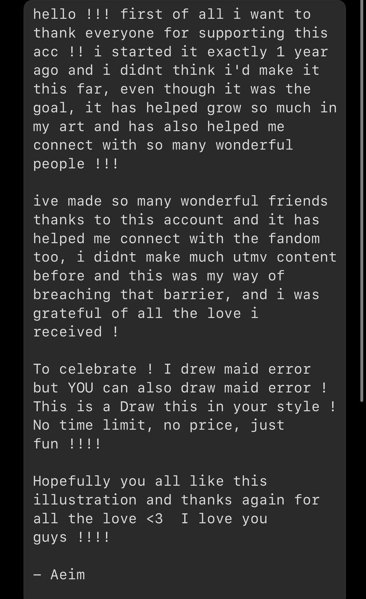 * DAY 365 ! A draw this in your style + some words <3 

No time limit , no winners , just fun !
if you decide to participate , use the tag #dailyerrordtiys , tag me or send it to via dm ! itll also be posted on tumblr so u can post it there if u dont wanna post it on twt ><