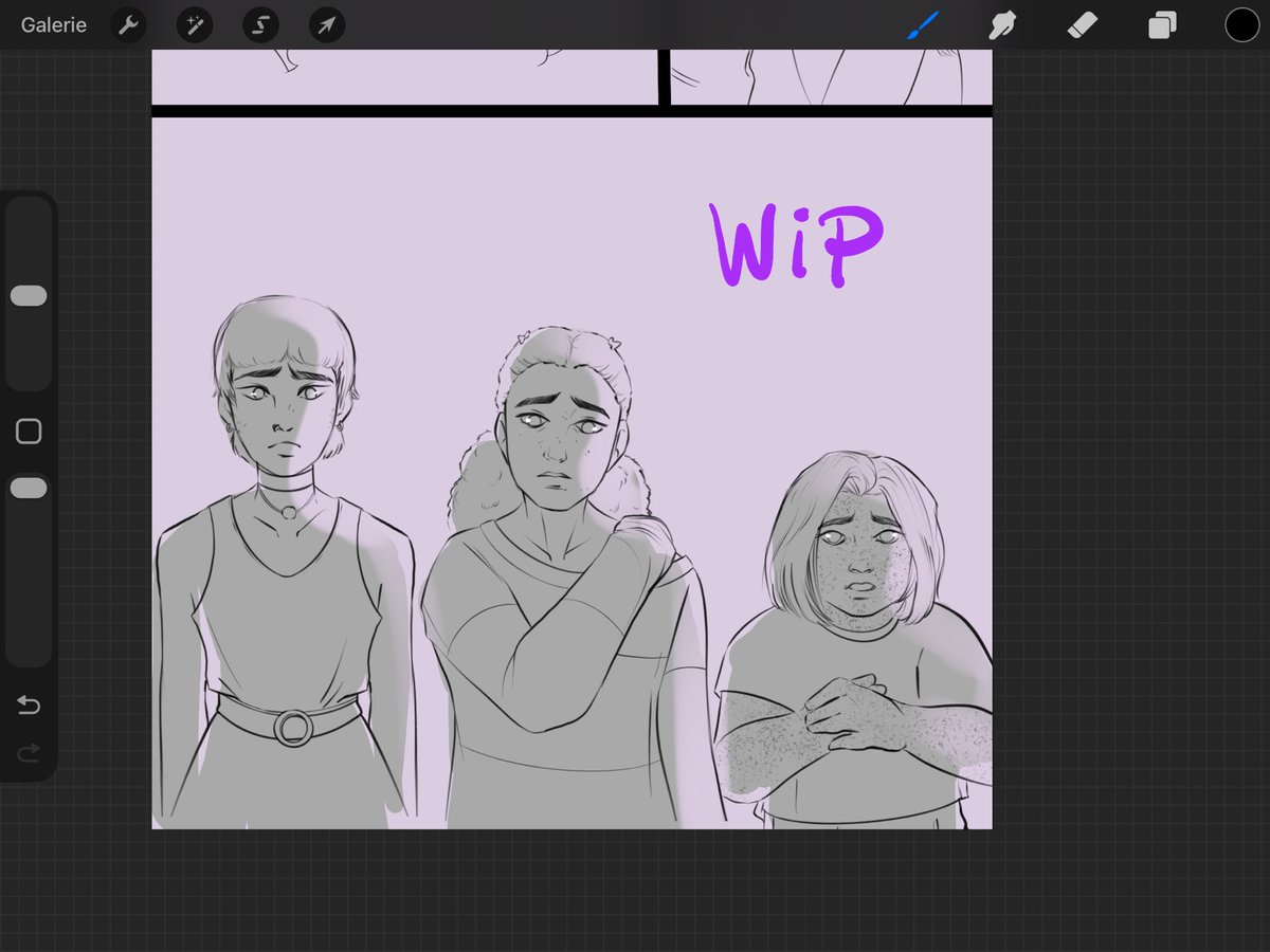 I’m so late on my many drawings  💀  Here a WIP on the next one  🙏✨
My Bloom &amp; Rage riot grrrls (Dont worry, Kat will be here too)