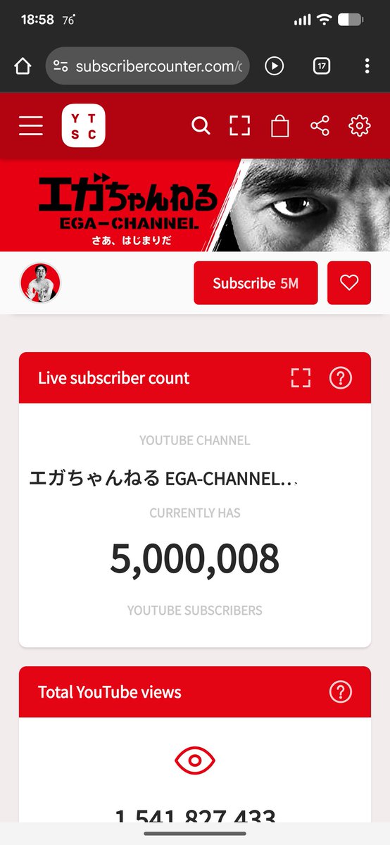 hidesuK's tweet photo. 500万人おめでとうございます（笑）
#エガちゃんねる
https://t.co/ViHQ1pdIGl https://t.co/75WxGUBWhp