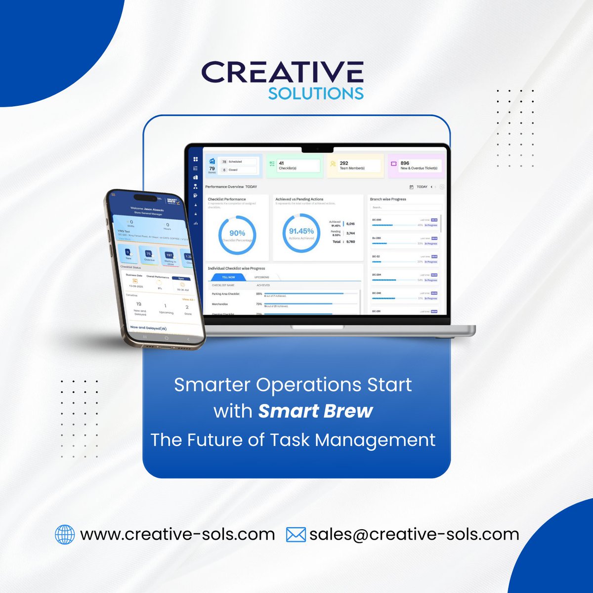 Creative_sols's tweet image. Smarter Operations Start with Smart Brew – The Future of Task Management.

#SmartBrew #DigitalChecklists #TaskManagement #RetailTech #FandBTech #HospitalityManagement #OperationsManagement #WorkplaceProductivity #TeamEfficiency #BusinessAutomation