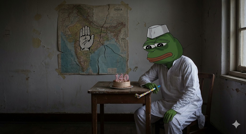 Jhunjhunuwala_'s tweet photo. > be Indian National Congress

today is 140th anniversary
look at the political map of India in 2025

realize they don't exist in half the states anymore
start wondering where it all went wrong
checks history logs
oh no
it was the Dynasty all along

> 1951
Nehru vs Acharya Kripalani
Kripalani wants Party President to have a check on the PM
Nehru says "No, I am the State, I am the Party"
Kripalani leaves
Precedent set: One Family > Internal Democracy

> 1967
Indira Gandhi in charge
Charan Singh in UP represents the massive peasant vote
He wants more say in state leadership
Indira refuses to share power with a regional strongman
He leaves to form BKD
Result: Congress lose the UP peasantry forever, haven't seen power in UP since 1989.

> 1969
Indira vs The Syndicate (Kamaraj, Desai)
They try to hold her accountable
She splits the party, nationalizes banks just to flex on them
"Indira is India, India is Indira"
Result: 
The organization breaks. Congress lost Tamilnadu for eternity.
Sycophancy becomes the only qualification for promotion.

> 1982
Rajiv Gandhi (General Secretary)
Lands in Hyderabad
Publicly insults his own CM (T. Anjaiah) at the airport for bringing a crowd
NTR watches this and screams "Telugu Self-Respect"
Forms TDP
Result: Congress create their own nemesis in the South. Andhra dominance cracks for the first time.

> 1987
Rajiv Gandhi vs V.P. Singh
VP Singh (Finance/Defense Minister) starts asking questions about corruption (Bofors)
Rajiv fires him to protect the inner circle
VP Singh unites the entire opposition
Result: Congress lose the 1989 election and the Hindi Heartland mandate collapses for real.

> 1998
Sonia Gandhi takes the reins (via proxies initially)
Mamata Banerjee in Bengal is fighting a literal war against CPM
She begs High Command for support and autonomy
Delhi ignores her to keep CPM happy at the center
Mamata throws her shawl at the leadership and leaves
Result: Trinamool takes Bengal. Congress are reduced to 0 seats in a state.

> 1999
Sharad Pawar questions Sonia Gandhi’s foreign origin as PM candidate
"How dare you question the Family?"
Kicked out immediately
Forms NCP
Result: Congress never win a simple majority in Maharashtra again. Always forced to be a junior partner to the man INC kicked out.

> 2011
YSR dies in a crash. He was the only reason INC won 2004 and 2009.
His son Jagan Mohan Reddy asks to be CM to keep the legacy alive.
Sonia and Rahul say "No, we don't do dynasties (unless it's us)."

> They jail Jagan to teach him a lesson.
Jagan forms YSRCP.
Result: In 2014, Congress gets 0 seats in Andhra Pradesh. A state that gave 33 MPs is wiped off from Congress map forever.

2015
Himanta Biswa Sarma in Assam
The strongest leader in the Northeast asks Rahul Gandhi for a meeting to fix state issues

Rahul is busy feeding biscuits to his dog 'Pidi'
Ignores Himanta.
Himanta walks out, joins BJP.

Result: He hands the entire Northeast (7 states) to the BJP on a silver platter. Congress today stands erased from the region.

2025
140 years of existence
Every major regional party in India today exists because a Gandhi didn't want to share the spotlight

maybe the real Congress was the regional parties congress made along the way.