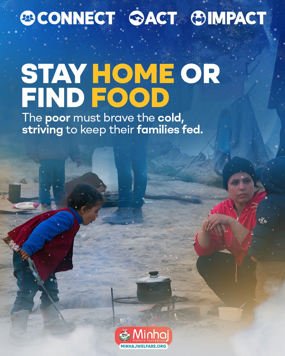 ❄️ Families have no choice but to face the cold.

💔 Without winter essentials, they risk everything just to find food.

🧣 Your support can keep them warm and safe this winter. 

👉Donate today:

🔗 minhajwelfare.org/winterappeal/

#MWF #WinterAppeal #WinterRelief #CareAgainstTheCold