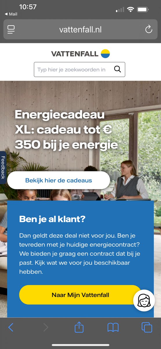 Krijg een leuke mail van #vattenfall denk interessant, klik aan , nee deze aanbieding is niet voor jou want jij bent al klant 🤪