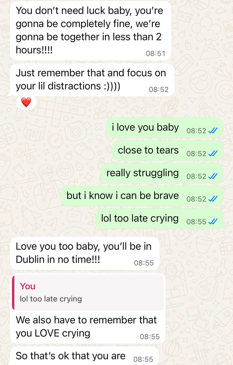 ojvhteuhyhes's tweet image. annual reread of all the texts my bf has sent me over the years after i successfully flew on a plane by myself (deathly afraid of flying)