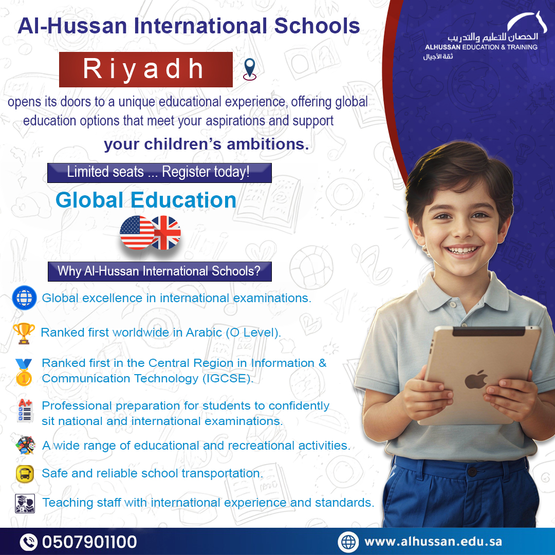 alhussan_edu's tweet photo. Al-Hussan International Schools – Riyadh opens its doors to a unique educational experience, offering global education options that meet your aspirations and support your children’s ambitions.
#alhussan_school #riyadh #Register_today https://t.co/8eK79q1iRY