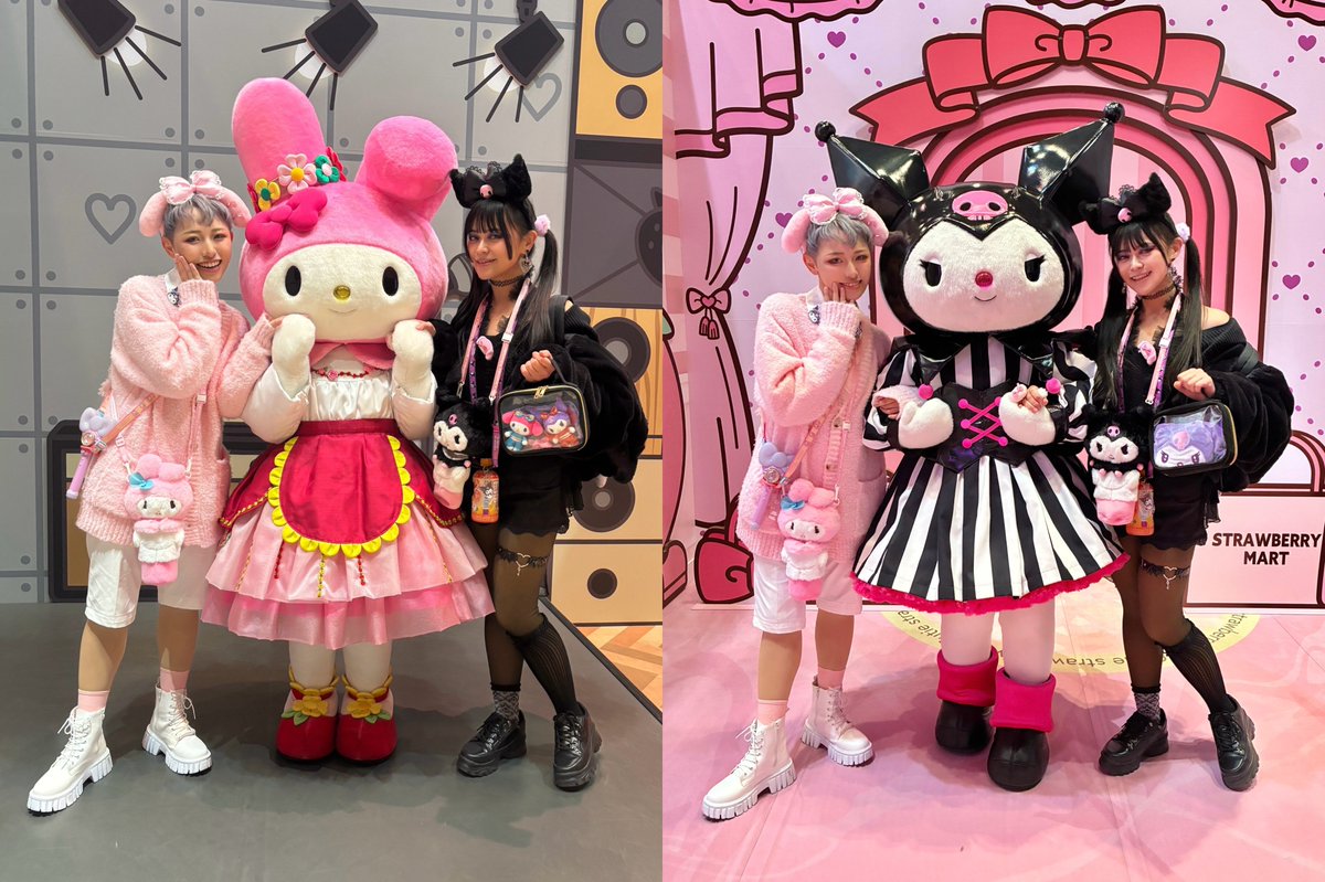 ぱぴちゃんとピューロランドへ！
悲願のメロクロちゃんに会えた😭🙌
マイメロさんの優しいすりすりもクロミちゃんの投げキッスも忘れない😭😭😭
幸せ❣️