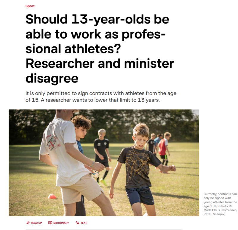 A recent article reignites the debate about children in elite sport.

<a href="/NderholmJ/">Jørn Sønderholm</a> argues for allowing professional contracts at 13.

The Danish Minister of Culture <a href="/engelschmidt/">Jakob Engel-Schmidt</a> strongly disagrees.

 Full context and sources👉linkedin.com/posts/stanis-e…