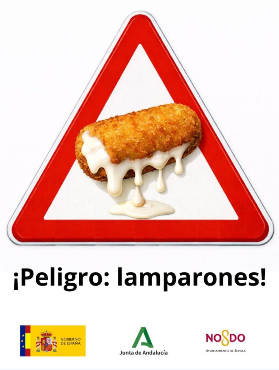 Ante el incremento de manchas y lamparones solaperos, las administraciones y las tintorerías nos obligan a advertir del contenido líquido de nuestras croquetas. 

El que advierte…