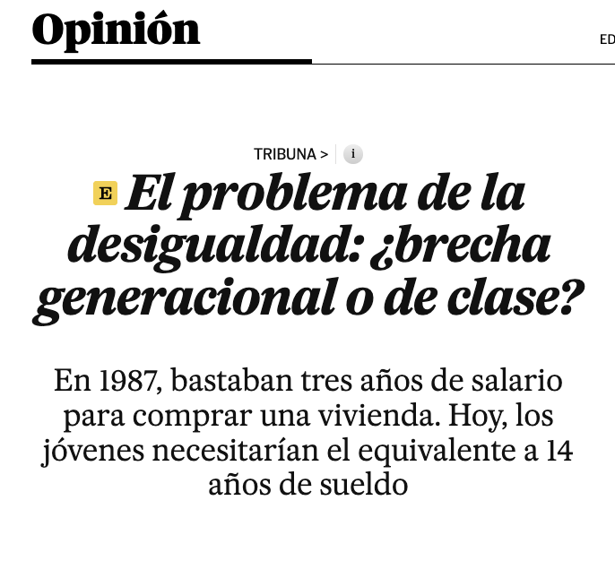 La desigualdad entre jóvenes y jubilados se debe principalmente a las propiedades inmobiliarias.

No es una brecha generacional, sino de clase.

El problema es el rentismo, no las pensiones.

Escribí este artículo en El País al respecto.
