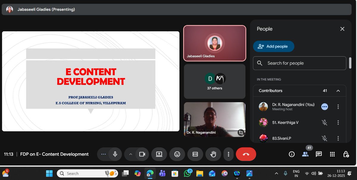 VMACON1991's tweet photo. Vinayaka Mission's Annapoorana College of Nursing &amp; IQAC SLM conduct a Virtual FDP on E-Content Development on *26th DeC 25 The speaker was *Prof. Jabaseeli Gladies Mary, E. S. College of Nursing provided valuable insights into developing learner-centric interactive &amp; accessible https://t.co/rMxGKfHQoy