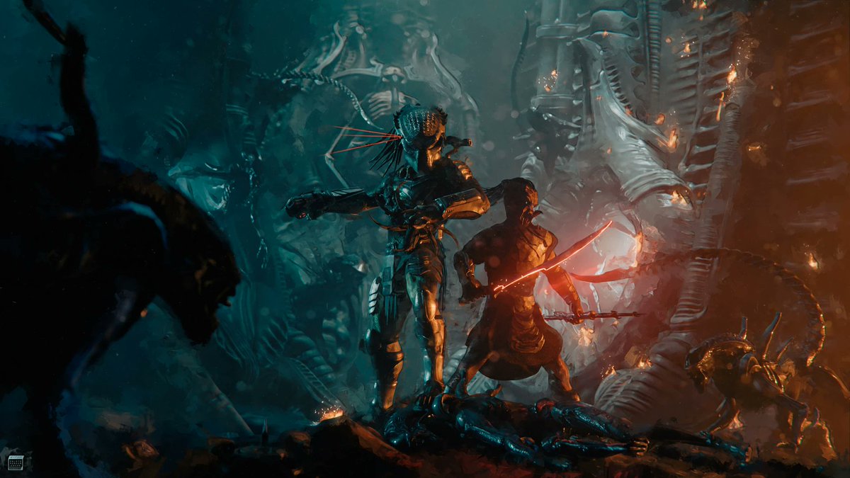 avpgalaxy's tweet photo. The Wolf Predator & Dek stand united against an Alien attack in this awesome Blender render by Gabe Zelaya. #PredatorBadlands #AliensvsPredatorRequiem #AlienvsPredator #AliensvsPredator #AvP #Yautja #Predator #WolfPredator #GabeZelaya https://t.co/nplaYMDXxQ