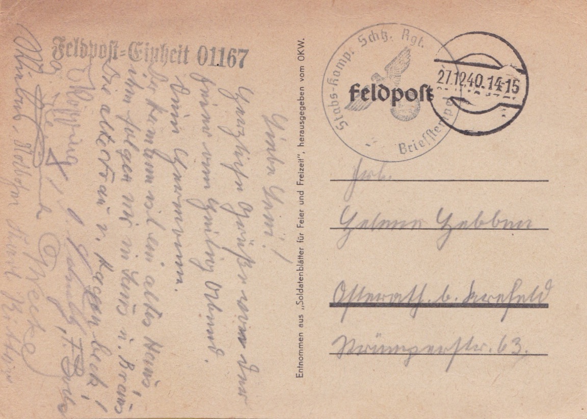 GermanPhilately's tweet image. As we slowly walk away from Christmas 2025 we gently greet New Year 2026... here's a feldpost card from 27th Dec. 1940... there's pathos in knowing what was to happen and indeed, where humanity is now... Join the G&amp;amp;CPS at germanphilately.org #philately #stamps #feldpost