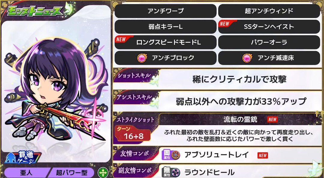 新春超獣神祭 新限定「リンネ」 六道武装之神巫のステータス