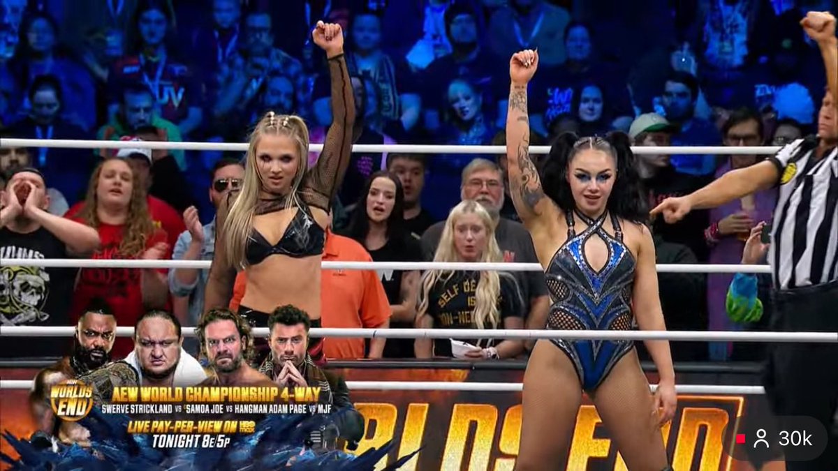 SkyeBlueNews's tweet photo. On AEW Worlds End Zero Hour
The Sisters of Sin (Skye Blue & Julia Hart) vs Hyan and Mayaβs World on the 27th December 2025.
Match Report π
#AEWWorldsEnd #AEW #SkyeBlue #JuliaHart #Hyan #MayasWorld https://t.co/mFOFCpUX7u