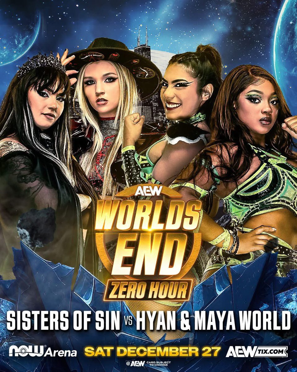 SkyeBlueNews's tweet photo. On AEW Worlds End Zero Hour
The Sisters of Sin (Skye Blue & Julia Hart) vs Hyan and Mayaβs World on the 27th December 2025.
Match Report π
#AEWWorldsEnd #AEW #SkyeBlue #JuliaHart #Hyan #MayasWorld https://t.co/mFOFCpUX7u