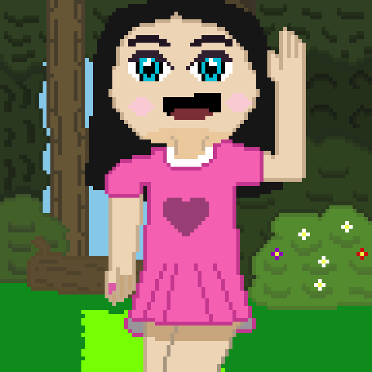 ZK_Byte92's tweet photo. Acabo de complementar el diseño de Lía, un toque algo simple de su vestido rosa ya completo. Probe con un estilo para el personaje en si, hasta decidi en detallar su barbilla. Los arbustos del fondo quise detallarlos para que se viera bonito, hasta uno de ellos tiene flores. https://t.co/rDqTlhOZVa