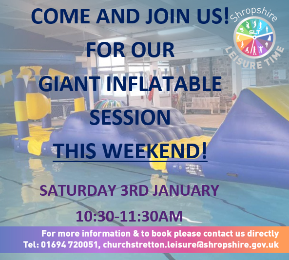 ChStrettonLC's tweet photo. Get ready for our first Giant Inflatable Session of 2026! 🌊 

Join us on Saturday, January 3rd, from 10:30-11:30am for a splashing good time! 

Don't miss out on the fun – we can't wait to see you all there! 🤩 https://t.co/hnJBec8orC