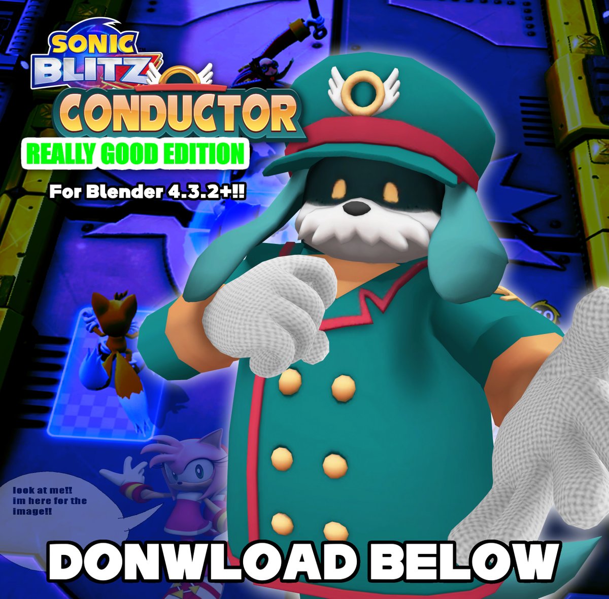 PeppermintSRB2's tweet image. the people are yearning for an actually good conductor model, so this is probably one of the only times ill make a model edit of mine available to the public lol

do whatever you want with him, mod him in games, edit him further whatever!!
the download will be in the replies