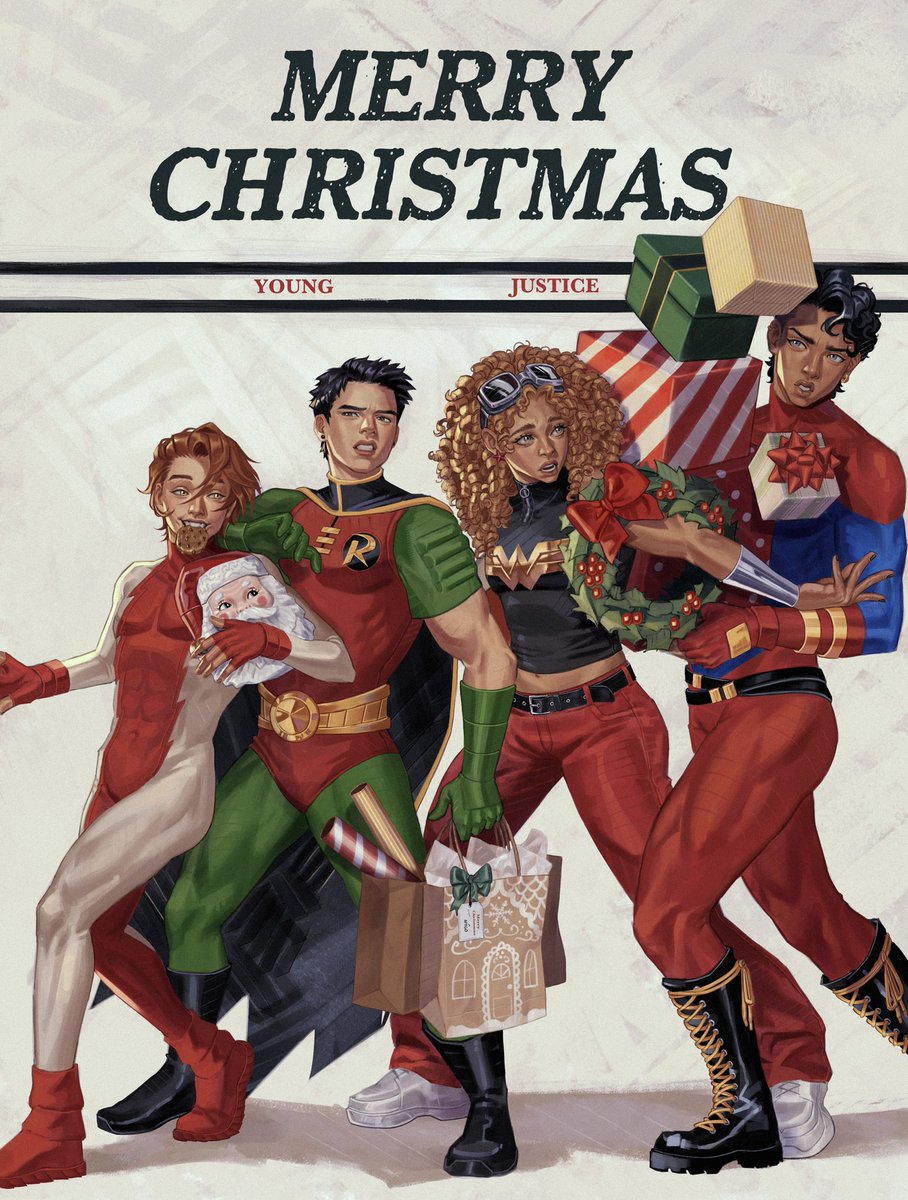 wiiglingmytoes's tweet image. merry christmas from young justice ok