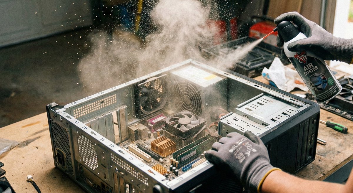 BANDAL_PC's tweet image. メンテナンスのつもりが、PCに「トドメ」を刺していませんか？

長年使ってきた「PCが重い」「熱い」 、原因は十中八九ホコリです。 寿命を縮めたくないなら、メンテナンスは必須。
そこでエアダスターの出番ですが、使い方を一歩間違えると、その瞬間にPCが即死します。…