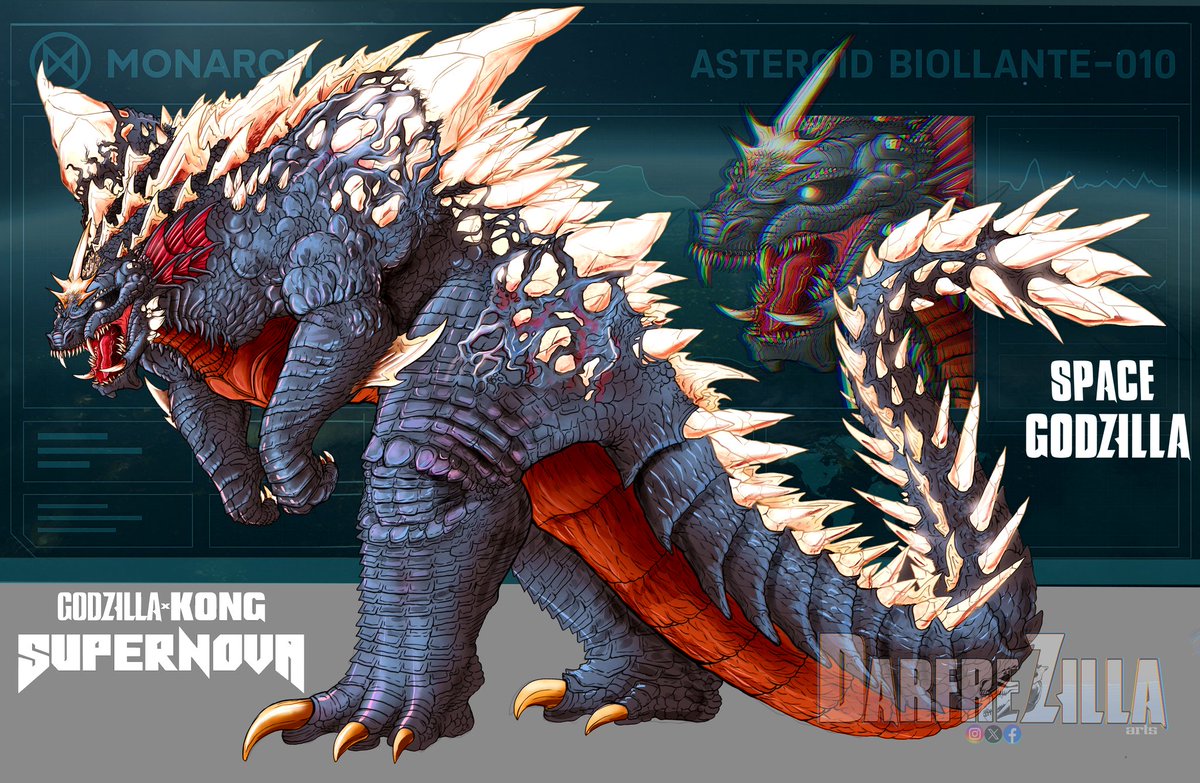 DarfreZillaArts's tweet image. [​CLASSIFIED FILE: MONARCH] "SUPERNOVA"

​New findings in the Hollow Earth confirm a Gojira specimen mutated by power crystals. After a violent conflict, he was exiled into deep space. ​What was once a myth is now real: a mutant god lurks from the void

#GodzillaXKongSupernova