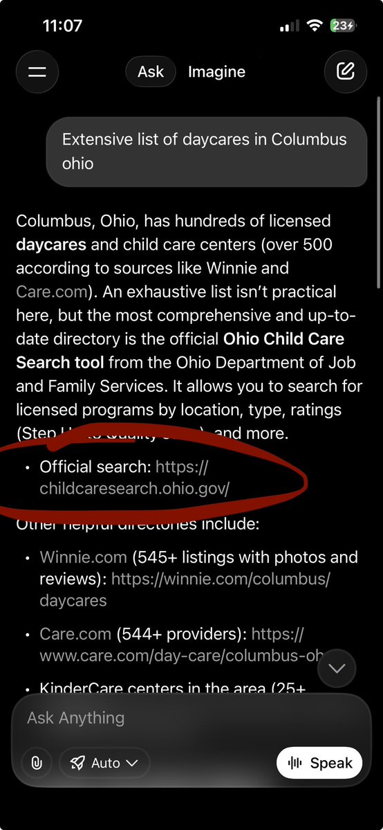 everytime_11's tweet image. 🚨🚨HERE IS HOW YOU CHECK DAYCARES IN YOUR CITY 🚨🚨

Ask Grok for an extensive list of daycares in your city. Don’t pay attention to the list it gives you, click the link it provides. Here’s an example for Columbus, Ohio: 

Then go hunting!!! 

The first three I pulled up were…