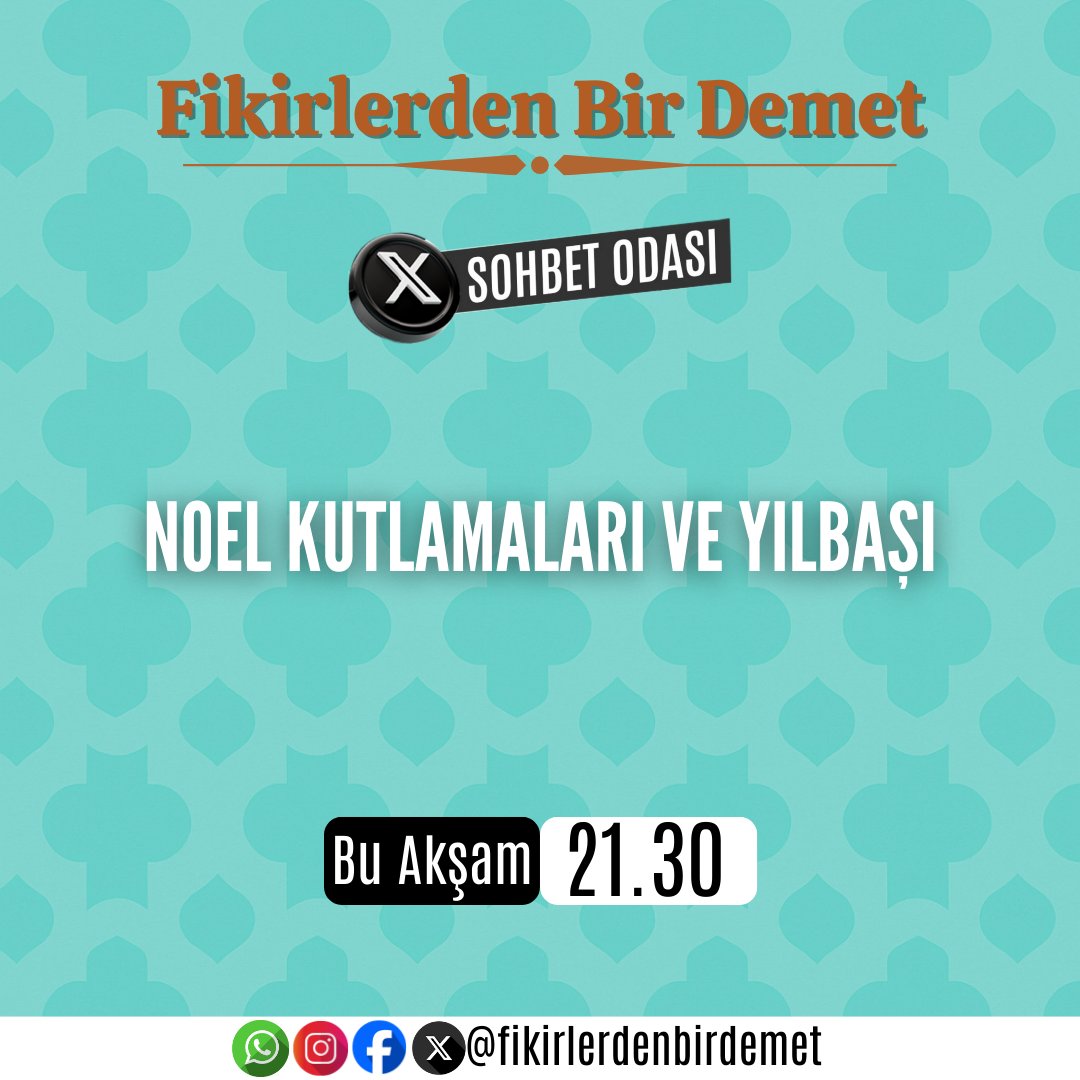 demet84840's tweet photo. 📢NOEL KUTLAMALARI VE YILBAŞI 

📍Bu Akşam Saat 21.30'da X Platformunda @demet84840 Hesabında Buluşalım.