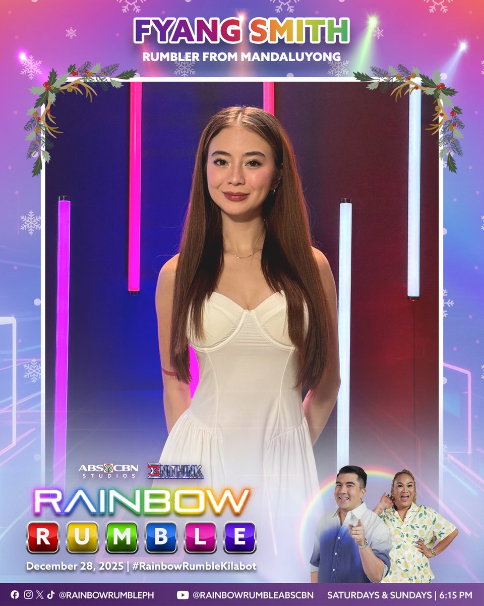 RainbowRumblePH's tweet photo. Nagbabalik sa most colorful game show, from Mandaluyong, Fyang Smith! #RainbowRumbleKilabot 🌈💪🏻

Abangan ang Ghosting cast sa #RainbowRumble ngayong Linggo, 6:15PM sa Kapamilya Channel, Kapamilya Online Live, A2Z, at AllTV. Mapapanood din sa iWant at TFC. https://t.co/7D92tcHQXN