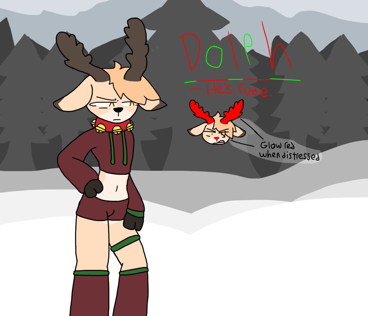 Arandom_furry's tweet photo. Get it guys? rude-dolph? Sorry.

(Just experimenting) https://t.co/vDXolZzR03