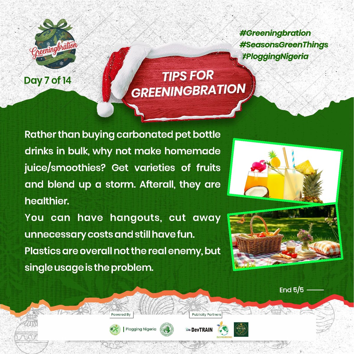 0️⃣7️⃣/1️⃣4️⃣ of #Greeningbration. 
2/2

#Greeningbration
#SeasonsGreenThings
#PloggingNigeria
#14DaysEndOfYearCampaign
