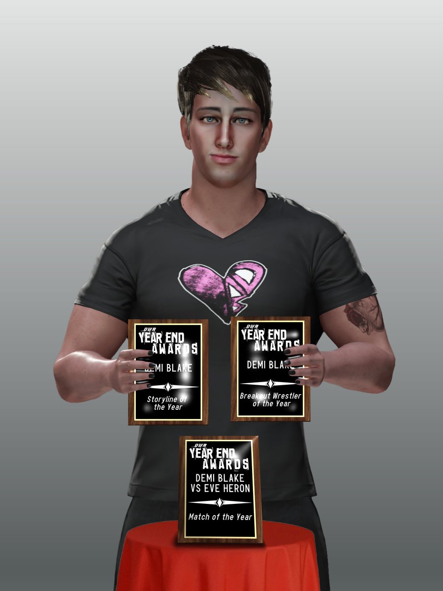 DemiBlakeCAW's tweet image. Here's me with my Plaques from my Year End Award wins! Thank you DWA fans for all of the support this year!! It means the world to me!