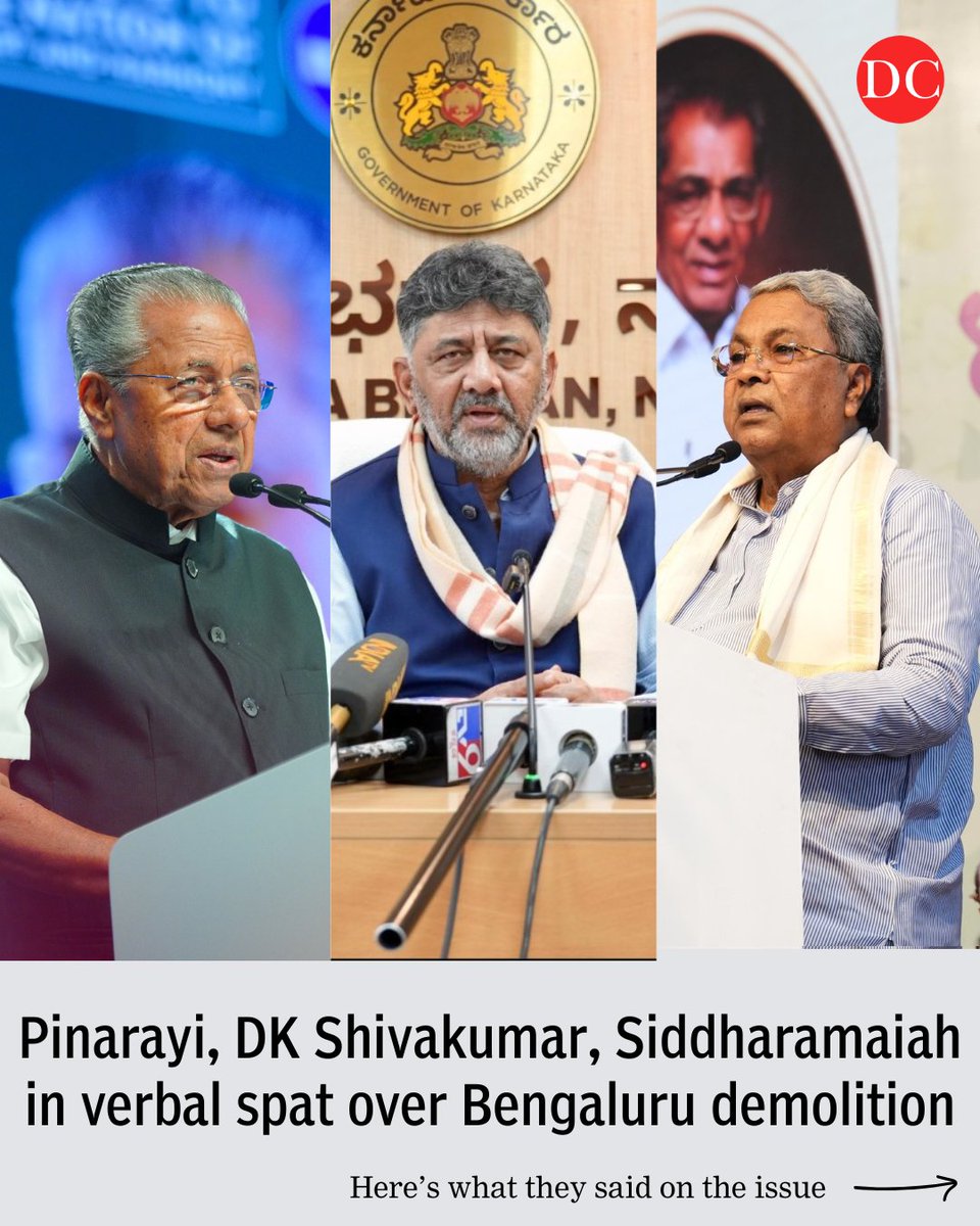 DeccanChronicle's tweet image. A war of words has erupted between Karnataka Deputy Chief Minister D.K. Shivakumar and Kerala Chief Minister Pinarayi Vijayan, after the latter sharply criticized the Karnataka government for a recent demolition drive in parts of Bengaluru.

#karnataka #DKShivakumar