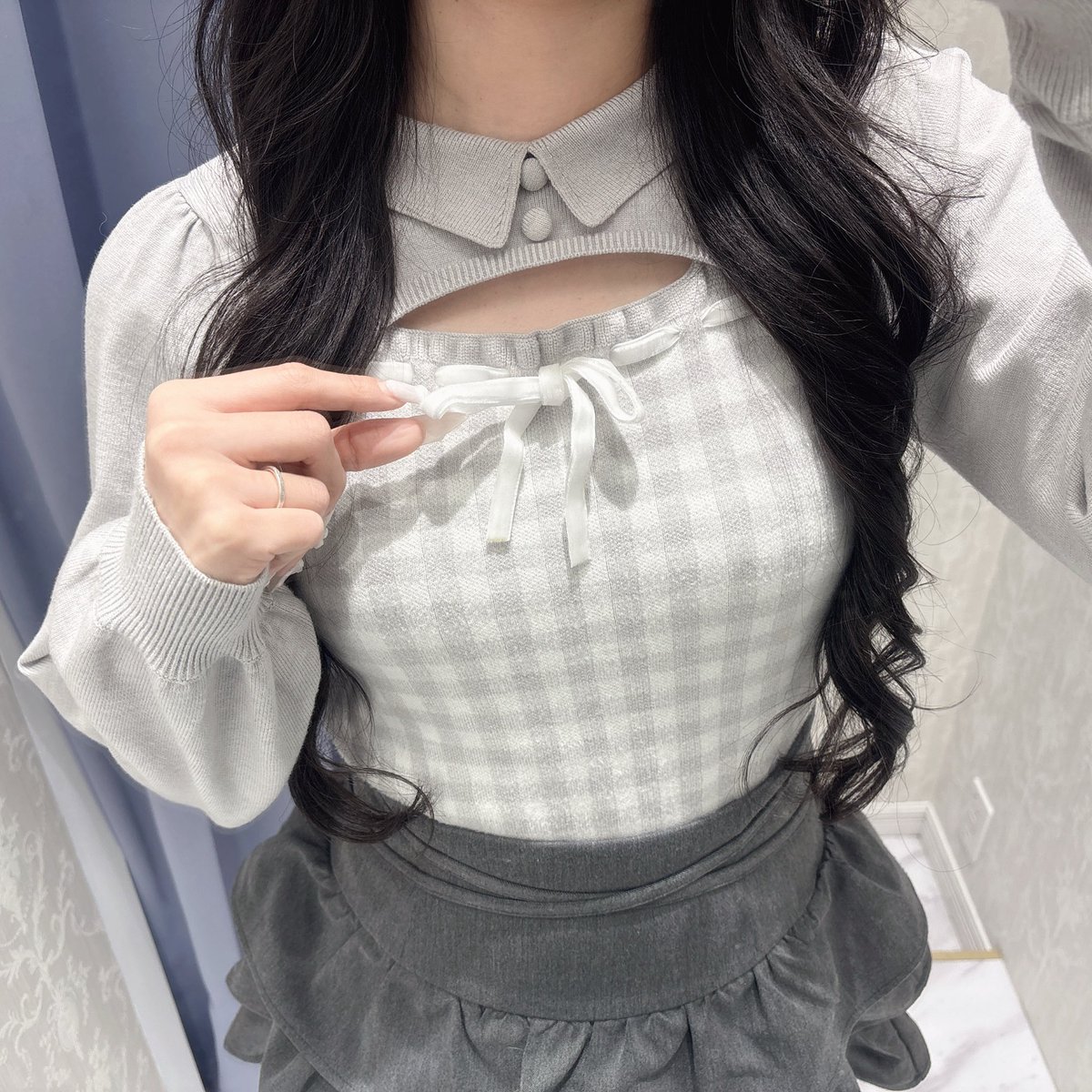 大阪店🪄🫧 ♡チェック襟ニット ¥7,500 PI IGY BK ♡クロスティアード
