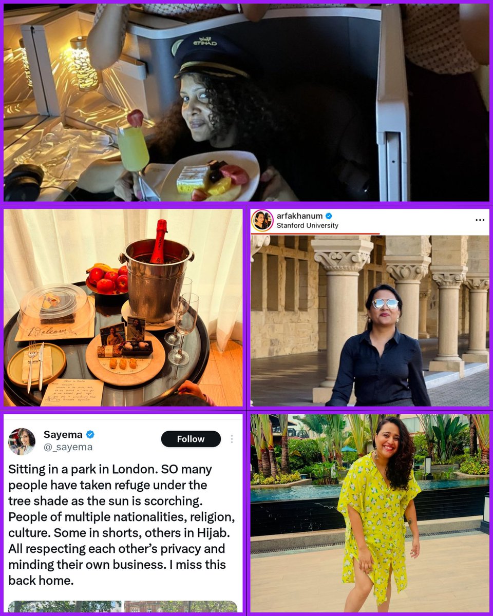 PoornimaNimo's tweet photo. The Children in Gaza are being butchered, & dying of starvation....thats the narrative presented before you by Priyanka Vadra, Rana Ayyub, Arfa Khanum, Sayema,Swara Ahmad and the likes....

Priyanka Vadra can afford to fly to the UK,USA but cannot donate for the children of Gaza.

Rana Ayyub can appeal for donations during covid, floods and make use of 80% of the donations for her personal use, but cannot donate for the children of Gaza.

Arfa Khanum Sherwani can fly to California, New York, London but cannot donate for the children of Gaza.

Sayema can compare the public at London parks and at Indian parks in her post, but cannot donate for the children of Gaza.

Swara Ahmad can holiday in Bali with her family, enjoying champagne and the beaches, but.....cannot donate for the children of Gaza.

Ask any vocal Palestine supporter in India, for donations for Gaza and they will turn towards the Indian government, or sprint at the speed of light towards their home.
#RealityOfFreePalestineNarrative