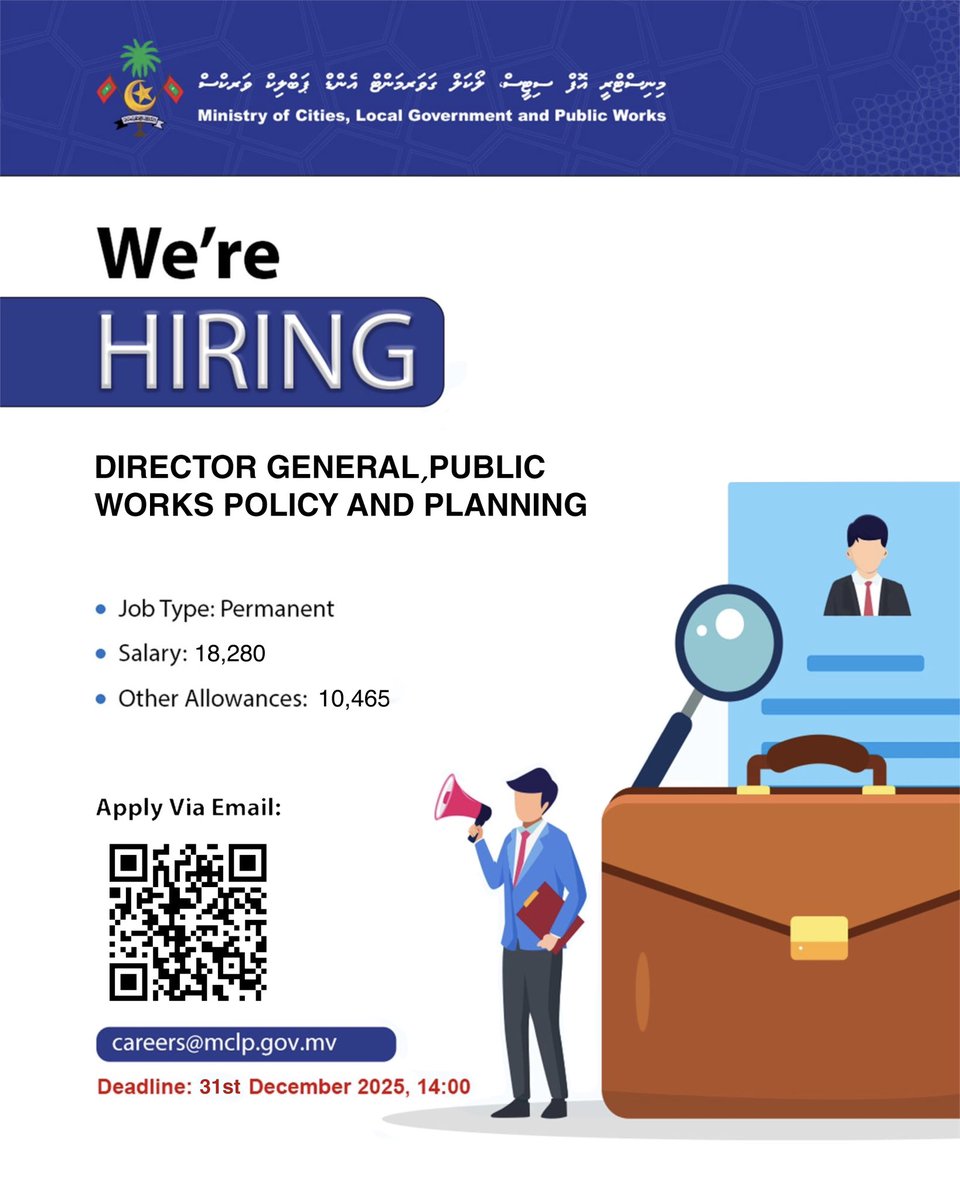 ވަޒީފާގެ ފުރުޞަތު

gazette.gov.mv/iulaan/373886