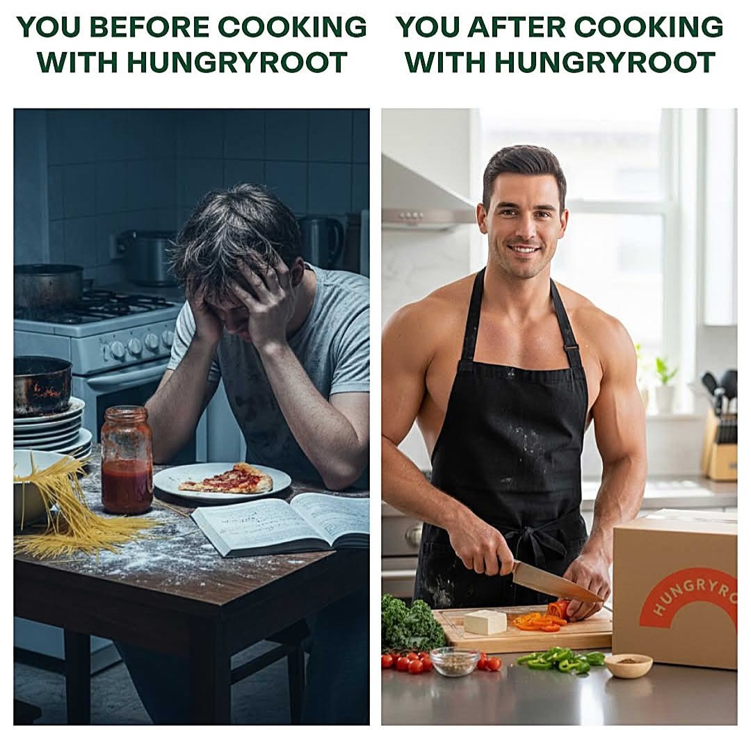 This ad meme from HungryRoot is telling me that if I eat food from HungryRoot I will become gay.