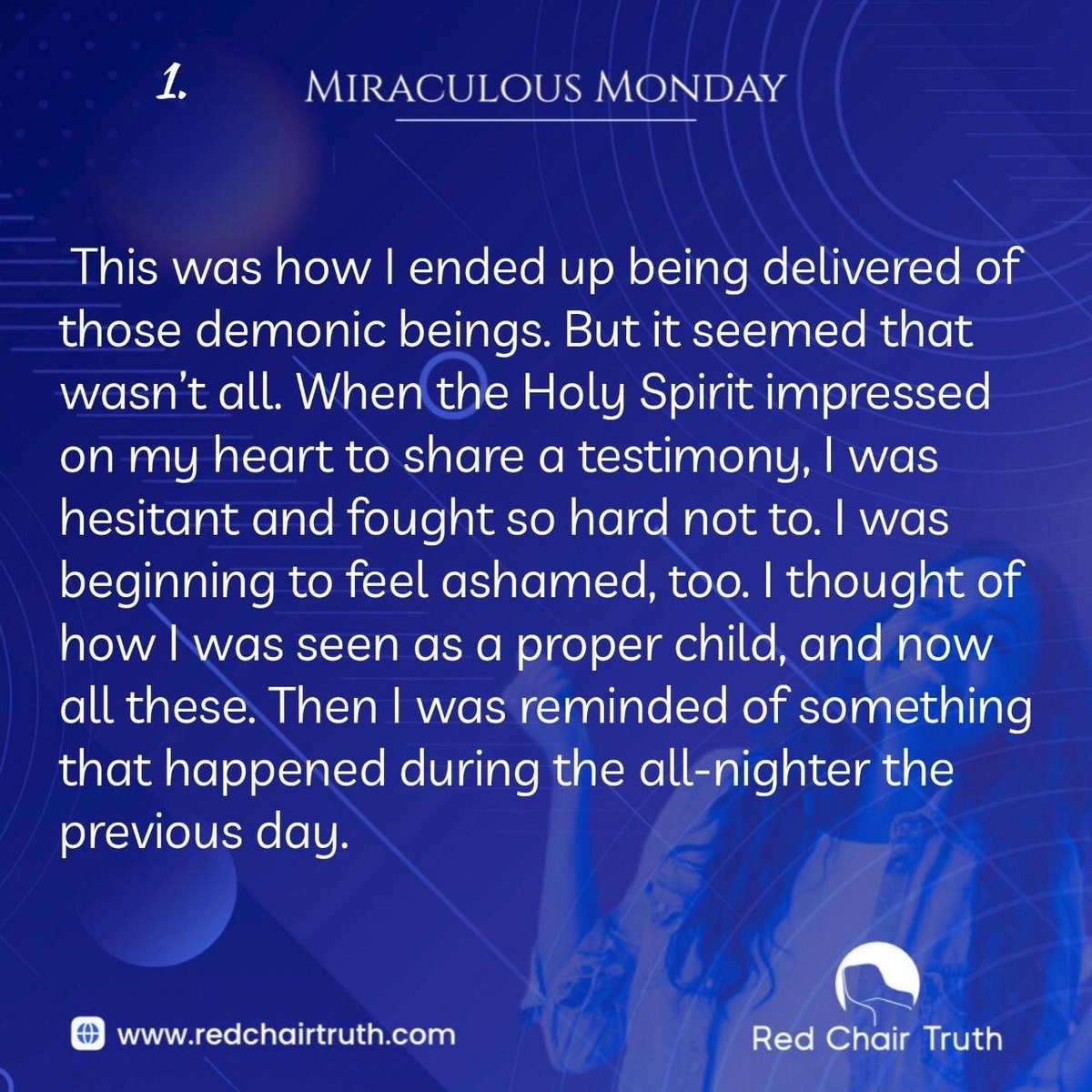 redchairtruth1's tweet image. ✨Sis E’s testimony has taught us so much already, yet there’s still one more powerful lesson ahead. Don’t miss the final part on Red Chair Truth's Miraculous Monday.

#RedChairTruth #MiraculousMonday #GLHtestimonies #Testimony #Itestify #RCT #ItaUdoh